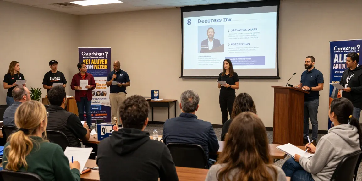 Casey Askar addressing a community audience during a political campaign event.