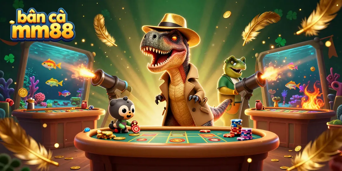 Experience thrilling fish shooting action at bắn cá mm88 with playful dinosaur characters and vibrant underwater scenes.