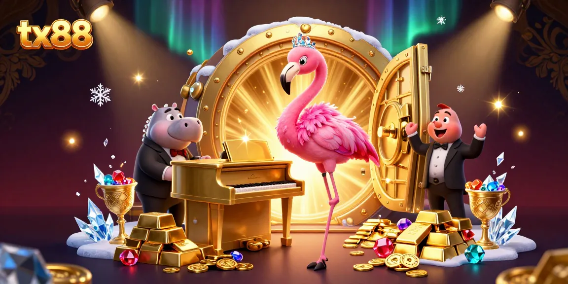 Experience vibrant entertainment at tx88 with cartoon casino characters and golden treasures.