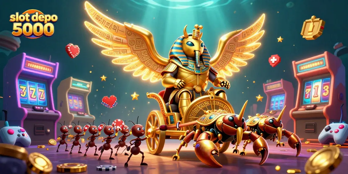 Engage with exciting slot depo 5000 featuring vibrant characters and casino elements in a dazzling scene.