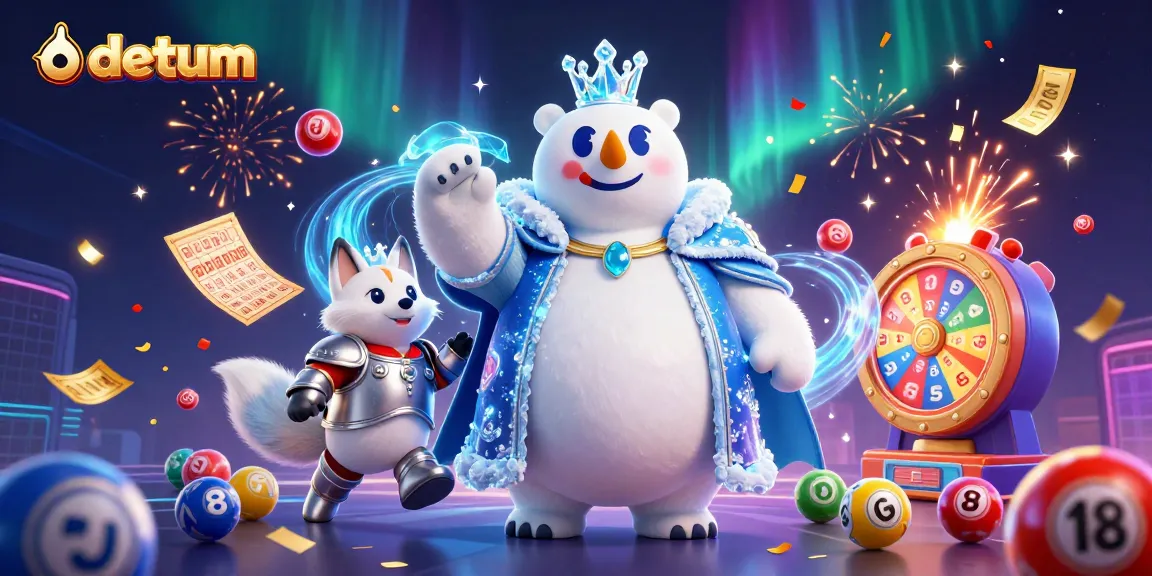 Engage in exciting gameplay at datum with the playful polar bear and snow fox amidst colorful lottery elements.