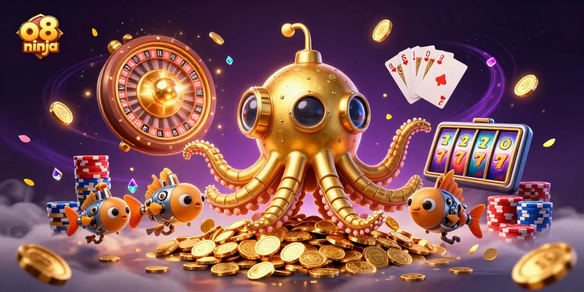 Join the action at o8 ninja with this vibrant scene of casino thrills, golden treasures, and winning strategies.