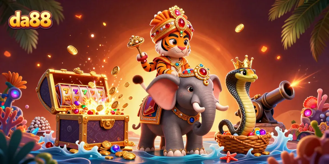 Engage with da88's exciting slots and jackpots in a vibrant, immersive casino scene