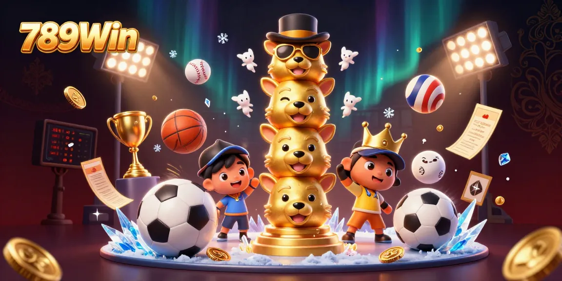 Experience thrilling gaming action at 789Win with our vibrant 3D casino illustration packed with dynamic elements.