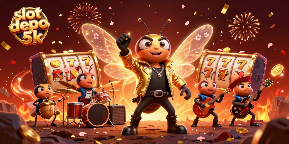Experience the excitement of slot depo 5k with a vibrant 3D illustration showcasing electric characters and rich casino elements.