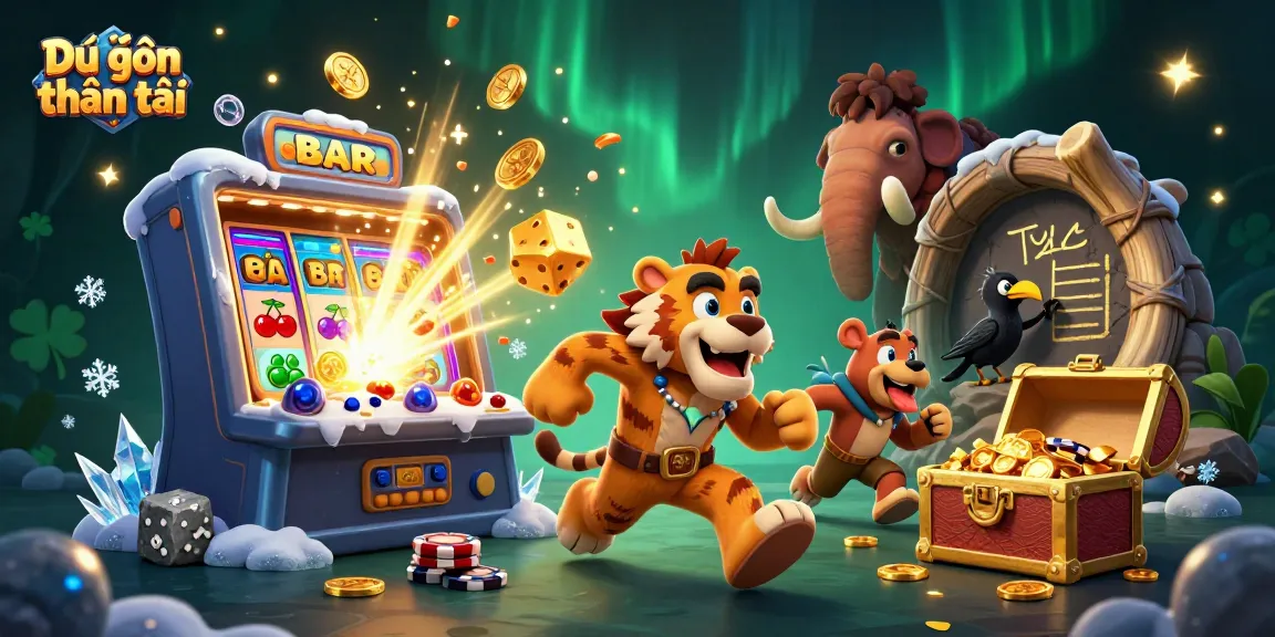 Experience exciting Dự đoán thần tài with prehistoric characters in a vibrant casino scene.