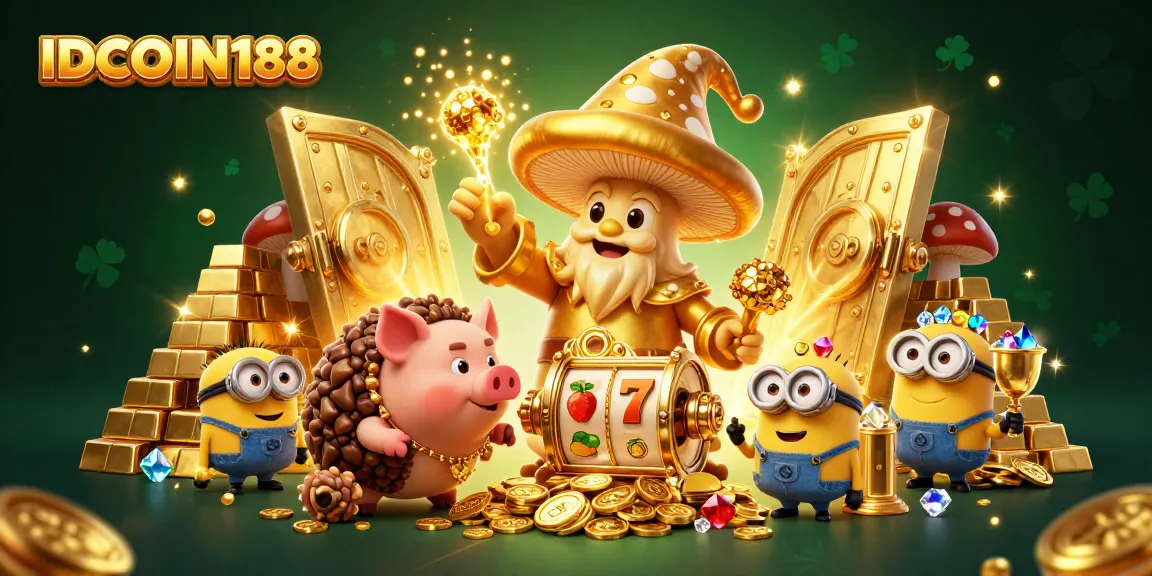 Experience IDCOIN188's captivating slots as magical treasures burst open with golden light.