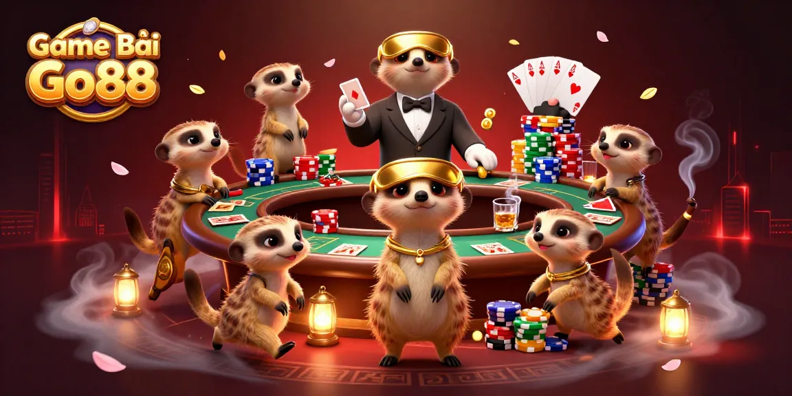 Experience the excitement of Game Bài Go88 with lively meerkats running a colorful casino operation.