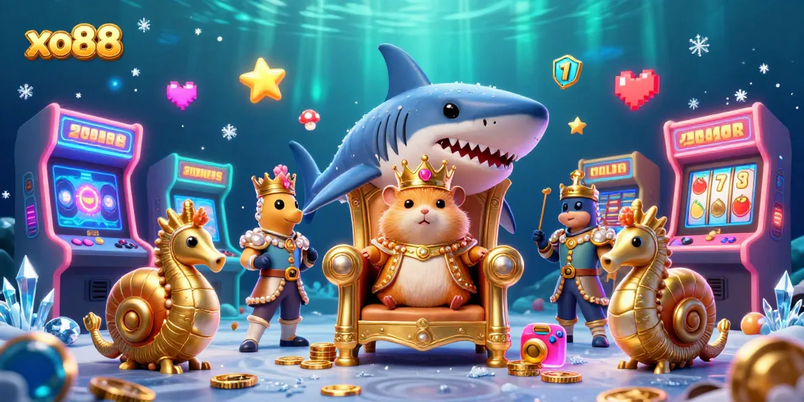 Engage with xo88 and discover vibrant casino scenes featuring a hamster king and gaming elements.
