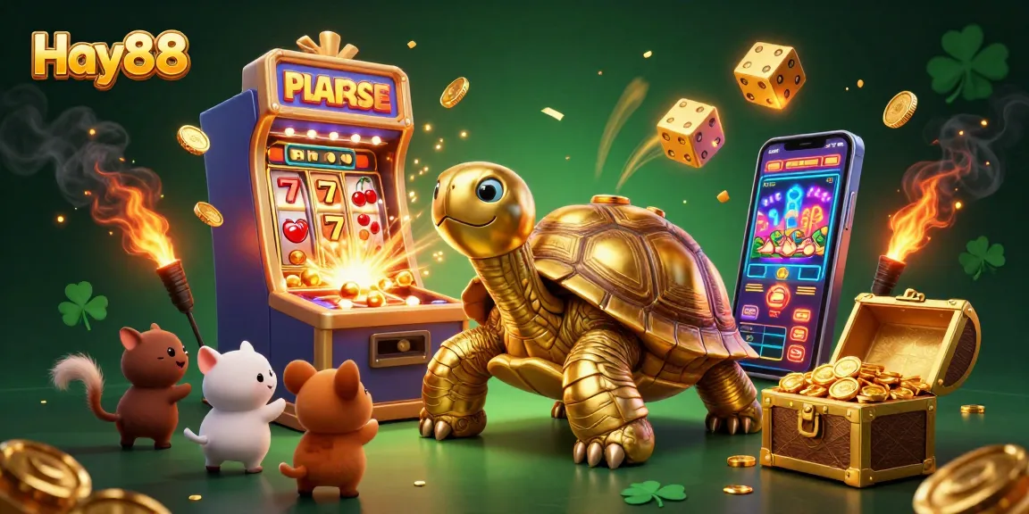Experience thrilling wins at Hay88 with a vibrant golden tortoise machine and jackpot delights.