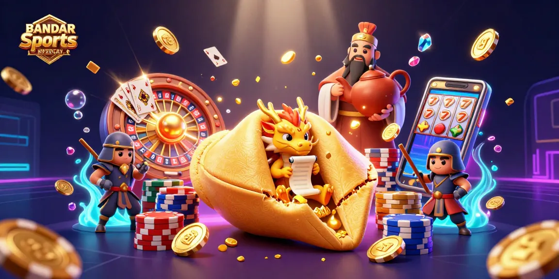 BANDAR Sports TERPERCAYA showcases a vibrant casino scene with a lucky dragon and gold coins, embodying fortune and excitement.