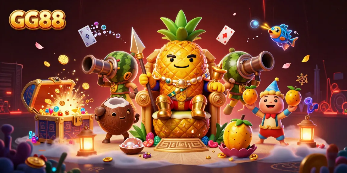 Experience thrilling gameplay with GG88's vibrant casino scene filled with colorful characters and rich elements.